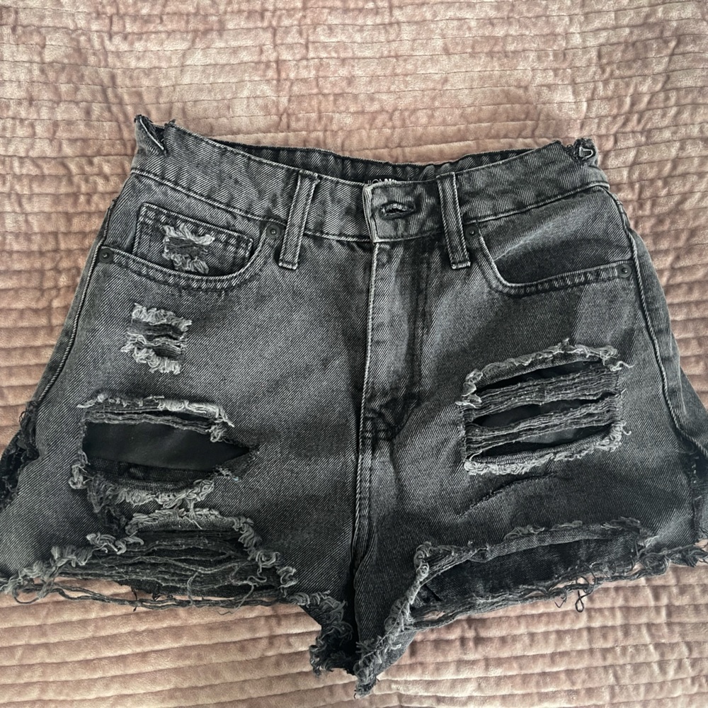 Distressed Black shorts